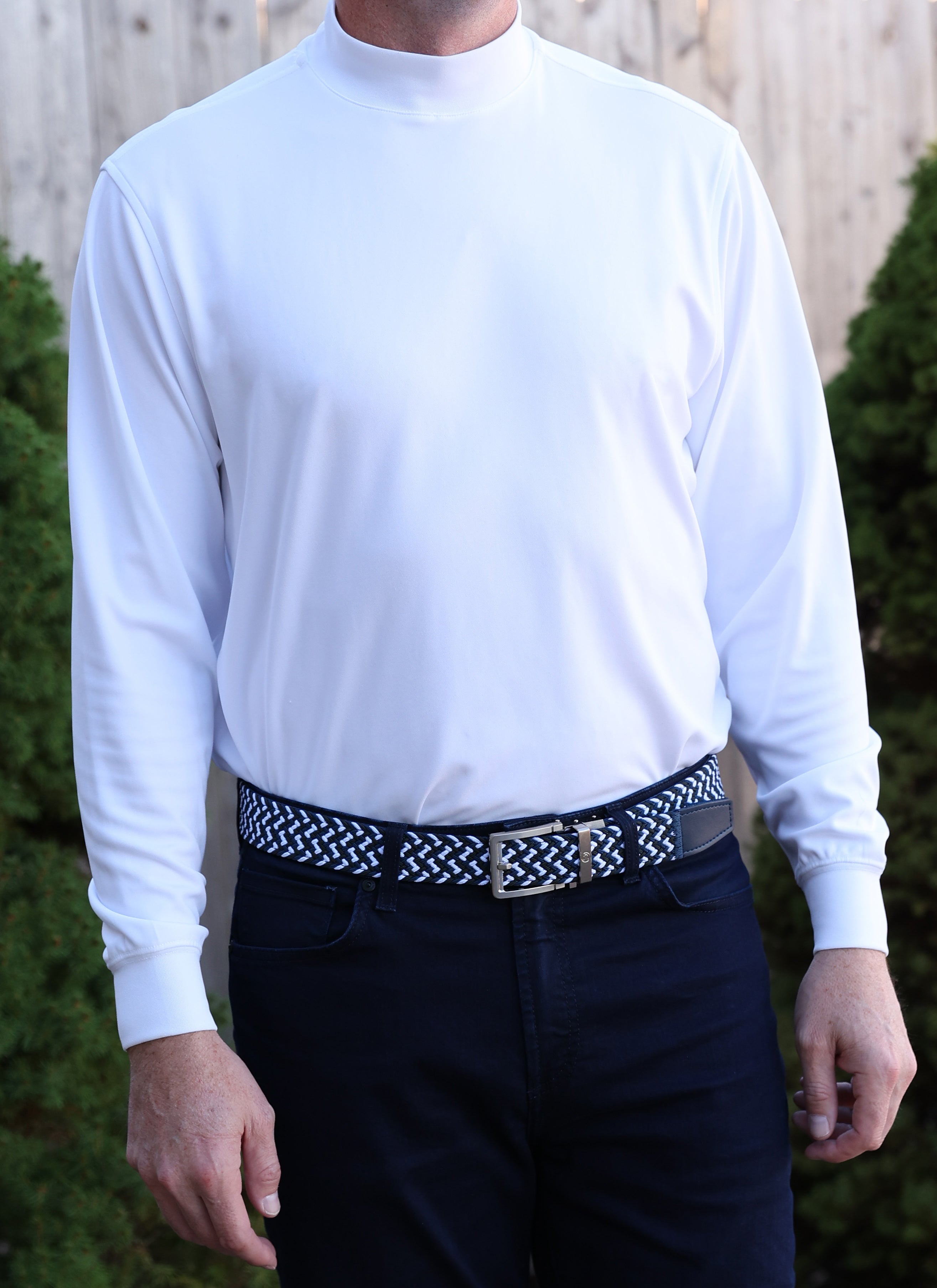 Long Sleeve Mock Neck Jersey - Navy | Donald Ross Sportswear, White / 2XL Long Sleeve Mock Neck Jersey - Navy | Donald Ross Sportswear, White / 2XL