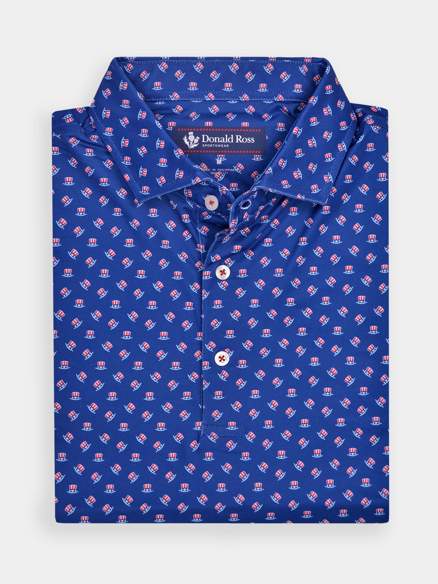 Donald Ross Men's USA Print Polo - Classic Fit -, Navy / S Donald Ross Men's USA Print Polo - Classic Fit -, Navy / S