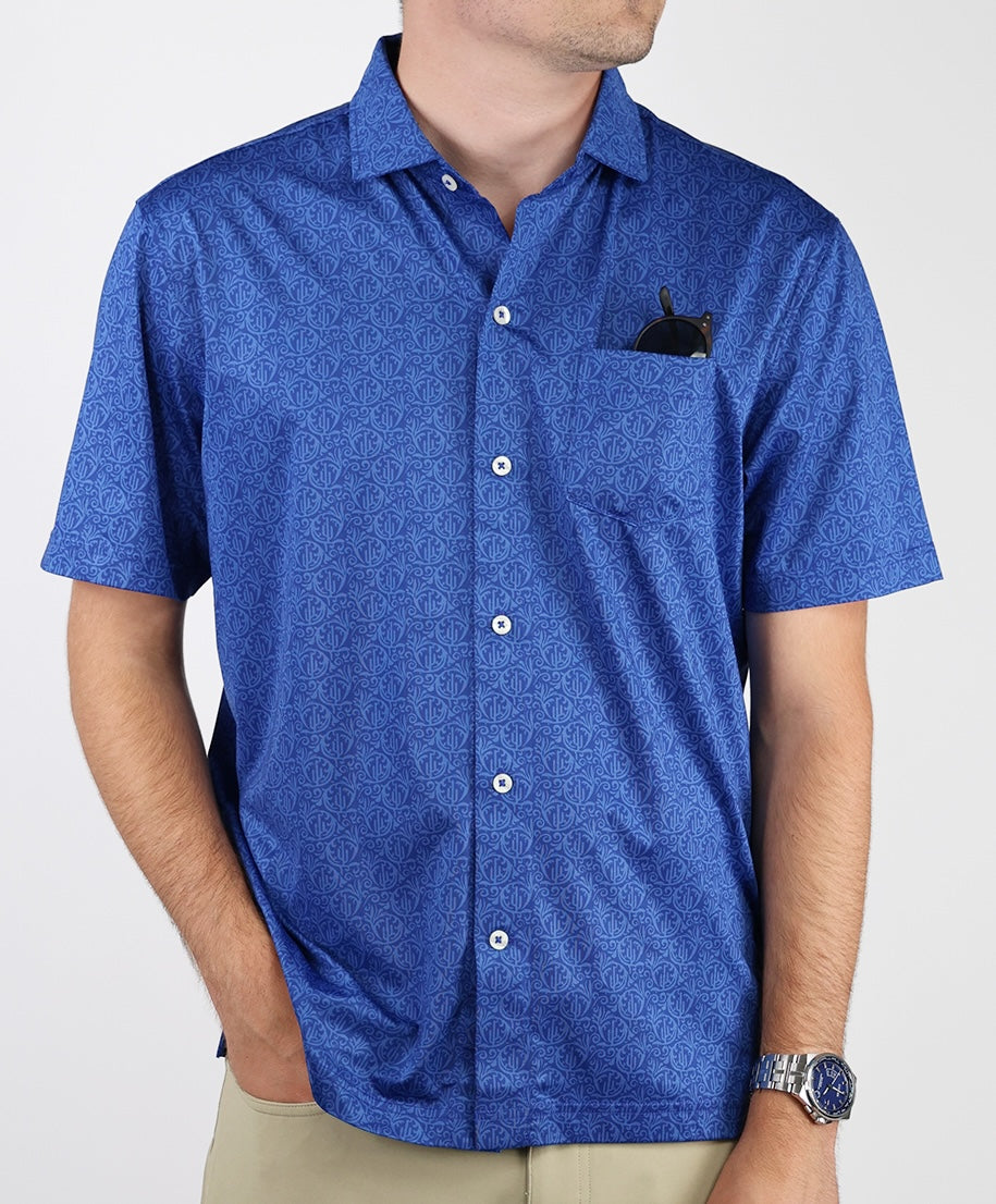 Callen Button Up Golf Jersey - Wild West Print - Sport Fit