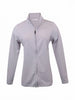 Women's lavender full-zip jacket with long sleeves and a stand collar.