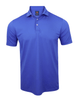 Bright royal blue short-sleeve polo shirt with a collared neckline and button placket.