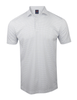 Men's short-sleeve polo shirt in white with subtle geometric pattern.
