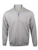 Men's light gray quarter-zip pullover with long sleeves and ribbed cuffs.