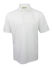 White short-sleeve polo shirt with a collared neckline and button placket.