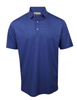 Men's short-sleeve polo shirt in navy with an all-over diamond jacquard pattern.