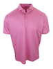 Men's short-sleeve polo shirt in pink with a subtle diamond jacquard pattern and button placket.
