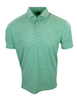 Men's short-sleeve striped polo shirt in mint green with a classic collar and button placket.