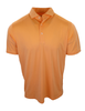 Men's short-sleeve polo shirt in apricot orange with a classic collar and white button placket.