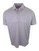 Men's short-sleeve polo shirt in lavender with a subtle geometric print and button placket.