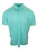 Men's turquoise polo shirt with short sleeves and button placket displayed on a neutral background.