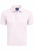 White short-sleeve polo shirt with a red geometric dot pattern and Donald Ross brand label.