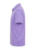 Men's lavender polo shirt displayed on a dress form, showcasing the classic collar and short sleeves with a clean, tailored silhouette.