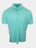 Short-sleeved polo shirt in a light mint green color displayed against a plain white background.