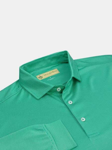 Solid Jacquard Knit Long Sleeve Polo - Classic Fit -