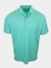 Mint green short-sleeve polo shirt with a collared neckline and button placket displayed on a neutral background.