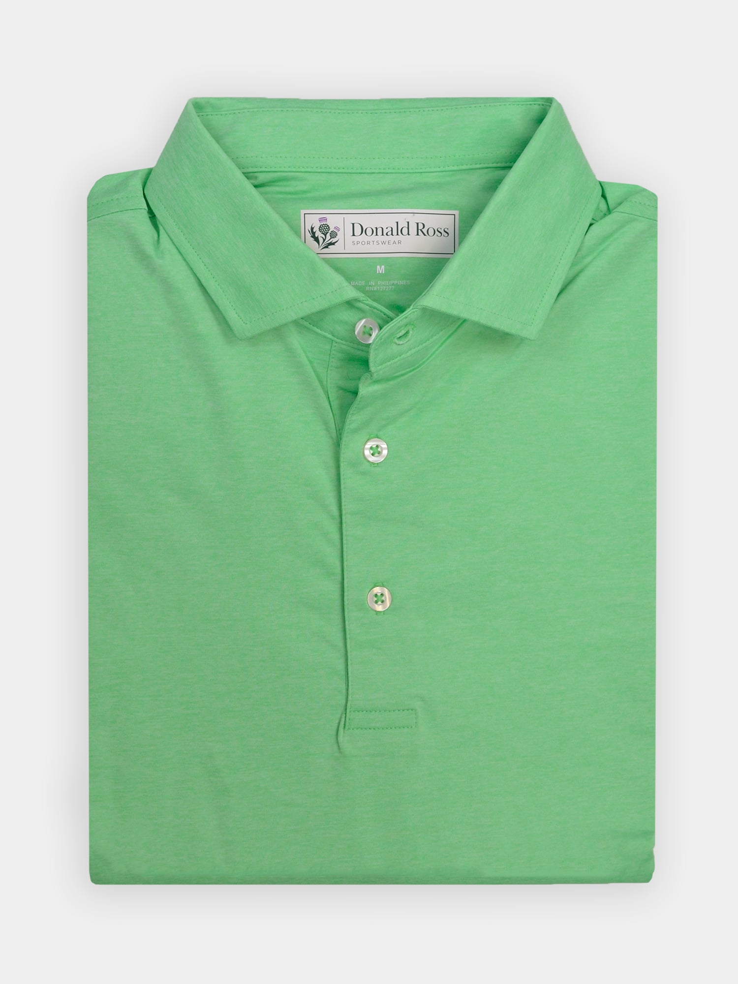 Folded solid green green polo shirt for men