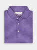 Folded polo shirt with pink, blue, and white stripes