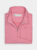 Folded pink half-zip pullover for men with a high collar, featuring an official Donald Ross label