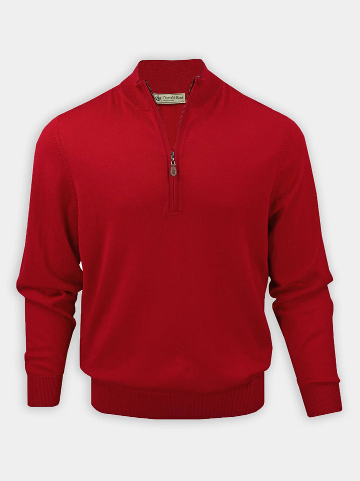 Men's Merino Wool Sweater - 1/4 Zip Scarlet