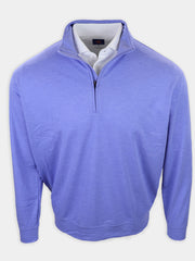 Light purple half-zip sweater with a white collared shirt underneath displayed against a neutral background.