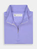 Folded lavender half-zip sweater with a high collar and visible label inside. The fabric appears soft, conveying a casual and cozy feel.