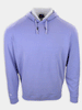 A lavender hoodie with a kangaroo pocket and drawstrings is displayed against a white background.