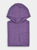 Folded purple hooded herringbone sweater with a subtle textured pattern, displayed neatly against a white background