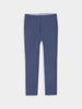 Men's tailored blue golf pants on a plain white background. The design features a button closure, belt loops, and front pockets, conveying elegance.