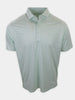 Light green polo shirt with a patterned design displayed on a plain background.