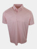 Short-sleeved polo shirt in a light pink color with a geometric pattern.
