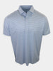 Light blue short-sleeved polo shirt with a patterned design displayed against a white background.
