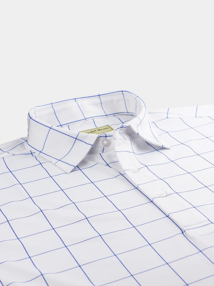 Window Pane Print Jersey - White/Royal DRP042-121-100