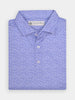 Folded purple shirt with a subtle white frame pattern, featuring a classic collar and three buttons