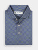 Men’s dark blue floral performance golf polo, lightweight and breathable