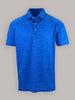 Bright blue polo shirt with scattered golf tees. Features a classic collar and three white buttons, creating a casual, stylish look.