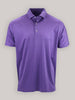 Detailed front view of Donald Ross printed golf polo shirt, highlighting the refined novelty pattern, smooth performance material, and tailored athletic fit.