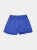 Blue boxer shorts with a subtle white golf tee pattern, elastic waistband, and a loose, comfortable fit, set against a plain white background.
