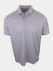 Short-sleeved button-up shirt with a multi-colored geometric pattern displayed against a neutral background.