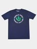 Navy blue T-shirt featuring white text "Donald Ross Dornoch Scotland" around a green thistle emblem. Numbers "18" and "72" appear on either side.
