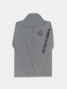 Gray long-sleeve hoodie with a drawstring hood. Features a small emblem on the chest and "Defending Far Since 1972" text down the left sleeve.