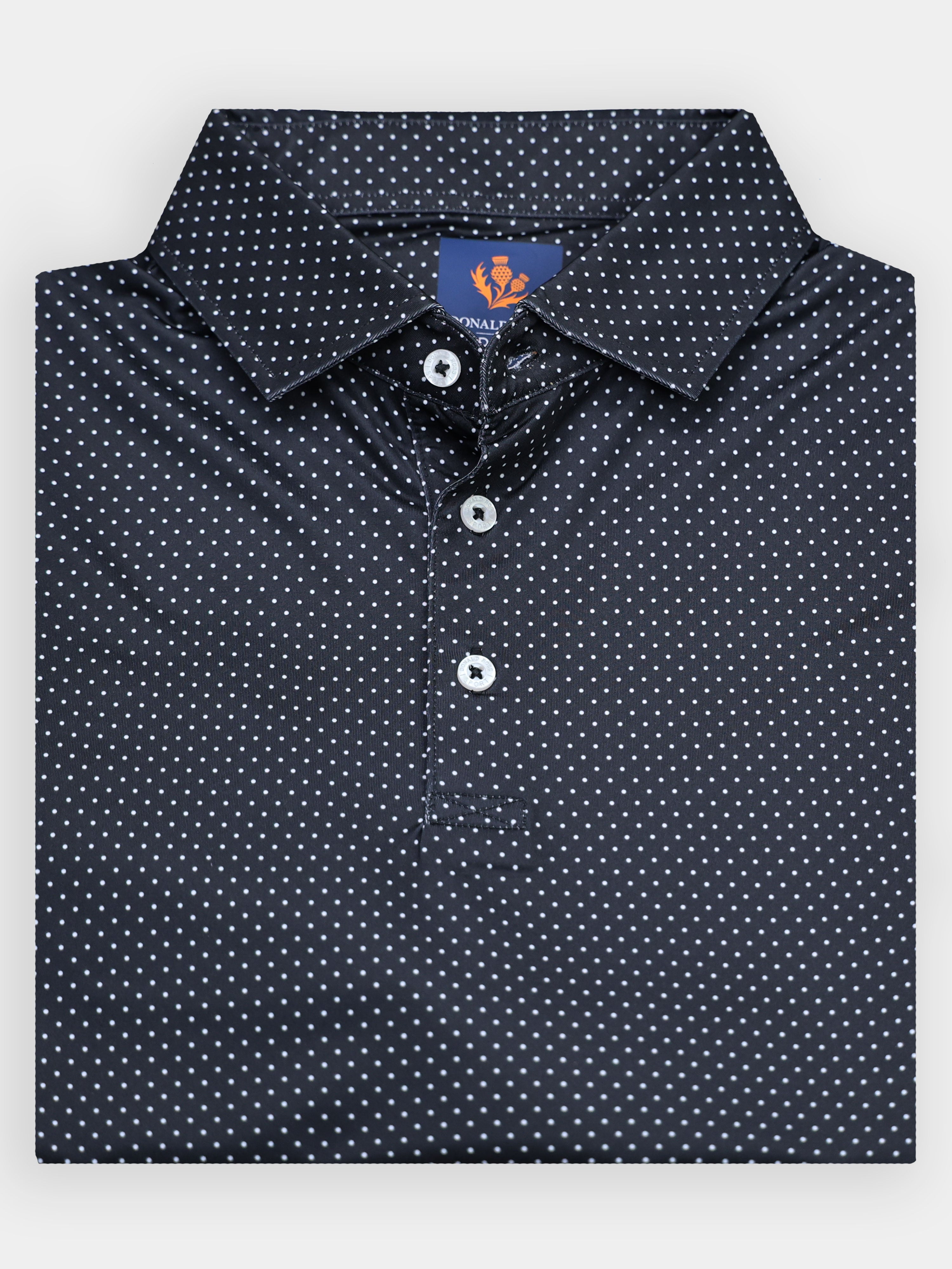 Core Rob Polka Dot Golf Polo - Sport Fit | Donald Ross Sportswear Black/White / S Core Rob Polka Dot Golf Polo - Sport Fit | Donald Ross Sportswear Black/White / S