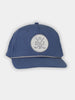 A heather blue Clubmaker Rope Hat featuring a 6-panel structured design, a woven rope across the base of the front panels, and the signature Donald Ross Clubmaker logo.