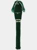 Green knitted golf club cover with cream stripe detail and tassel head, embroidered with Donald Ross 1872.