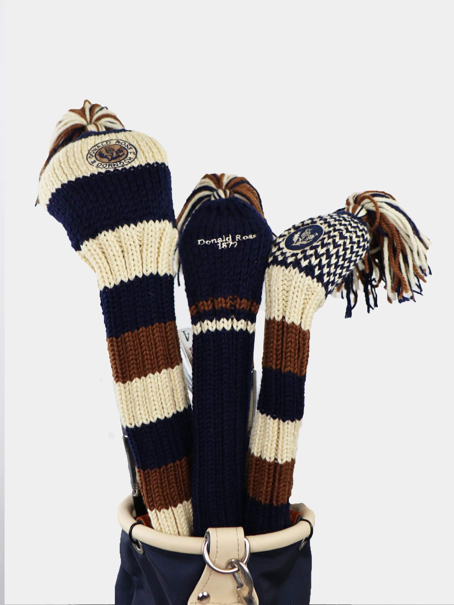 Knit Headcover Set Navy/Brown