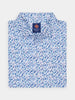 Folded dreamcatcher patterned polo shirt with blue and white designs
