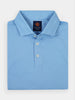 Neatly folded light blue golf polo shirt with a collar and three buttons