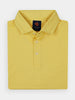 Orange polo golf shirt with a folded collar and three buttons, neatly folded