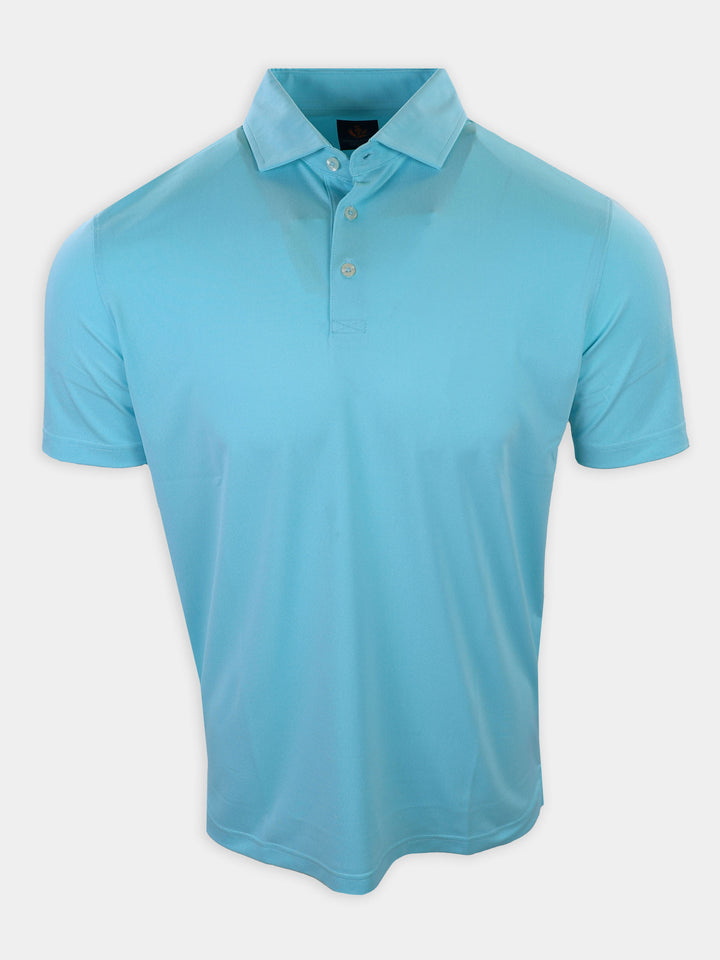 Light blue polo shirt displayed against a plain white background.