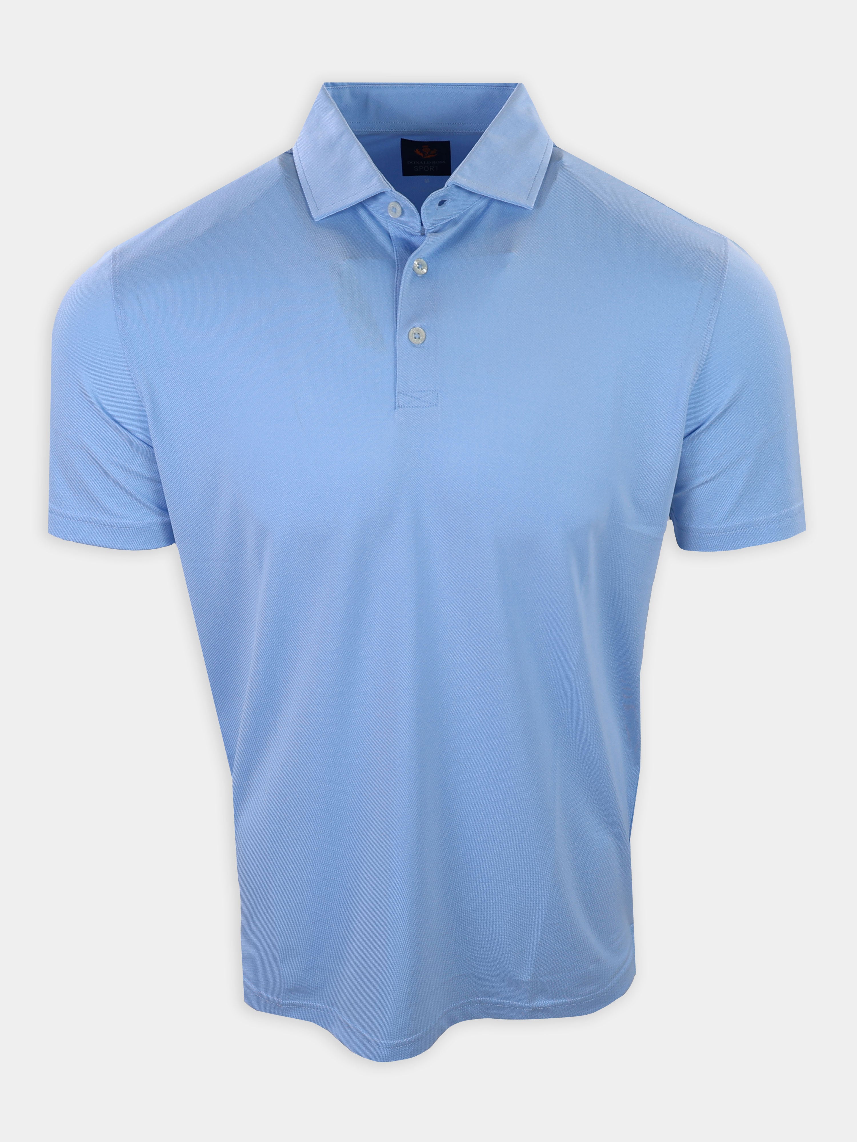 Light blue polo shirt displayed against a white background.