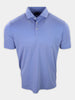 Short-sleeve polo shirt in light blue with a collar and three buttons.